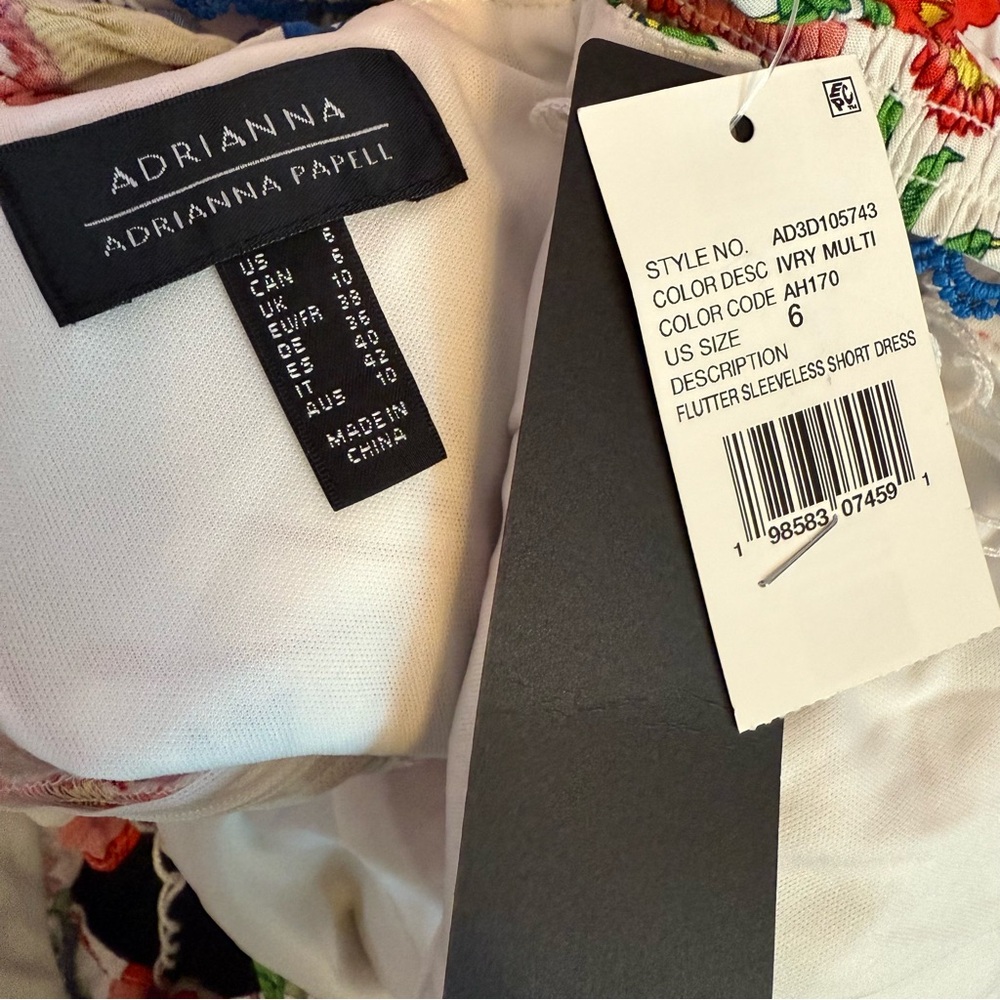 Adrianna by Adrianna Papell Women's Floral-Print Flutter-Sleeve Mini Dress Sz 6 - Picture 7 of 9